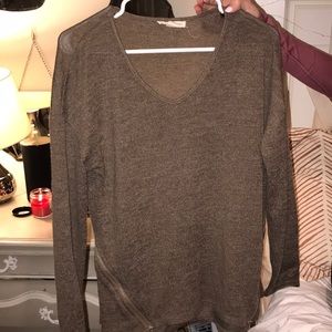 Brown sweater with zippers